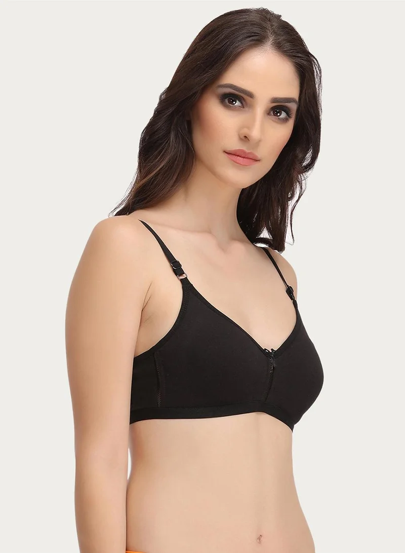 Clovia Multicolour Smoothie Non-Padded Non-Wired Full Coverage T-shirt Bra in Red & Black - Cotton for Women | Best Price UAE
